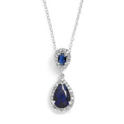 Cubic Zirconia & Blue Sapphire Pendant Necklace