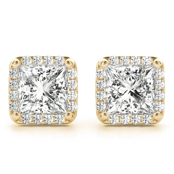 4 Prong Square Diamond Earrings