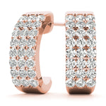 Load image into Gallery viewer, Three Row Diamond Hoop Earrings
