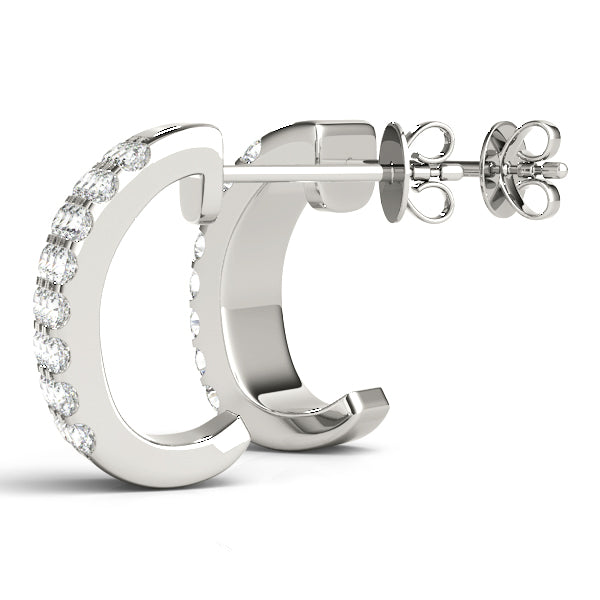 Three Row Diamond Hoop Earrings