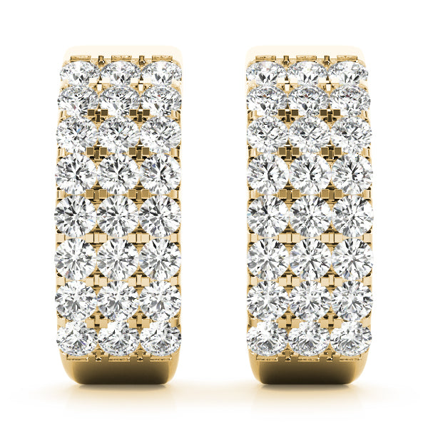 Three Row Diamond Hoop Earrings
