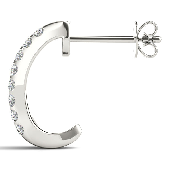 Three Row Diamond Hoop Earrings
