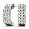 Three Row Diamond Hoop Earrings