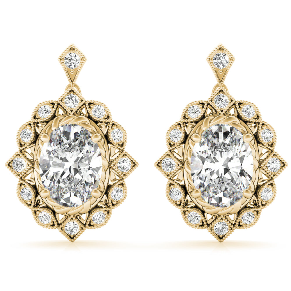Oval-Shaped Halo Fashion Earrings