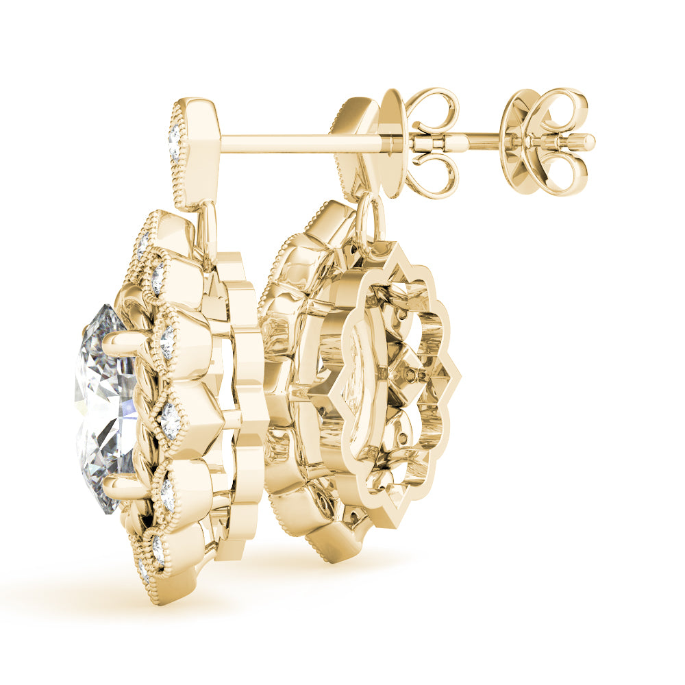 Oval-Shaped Halo Fashion Earrings