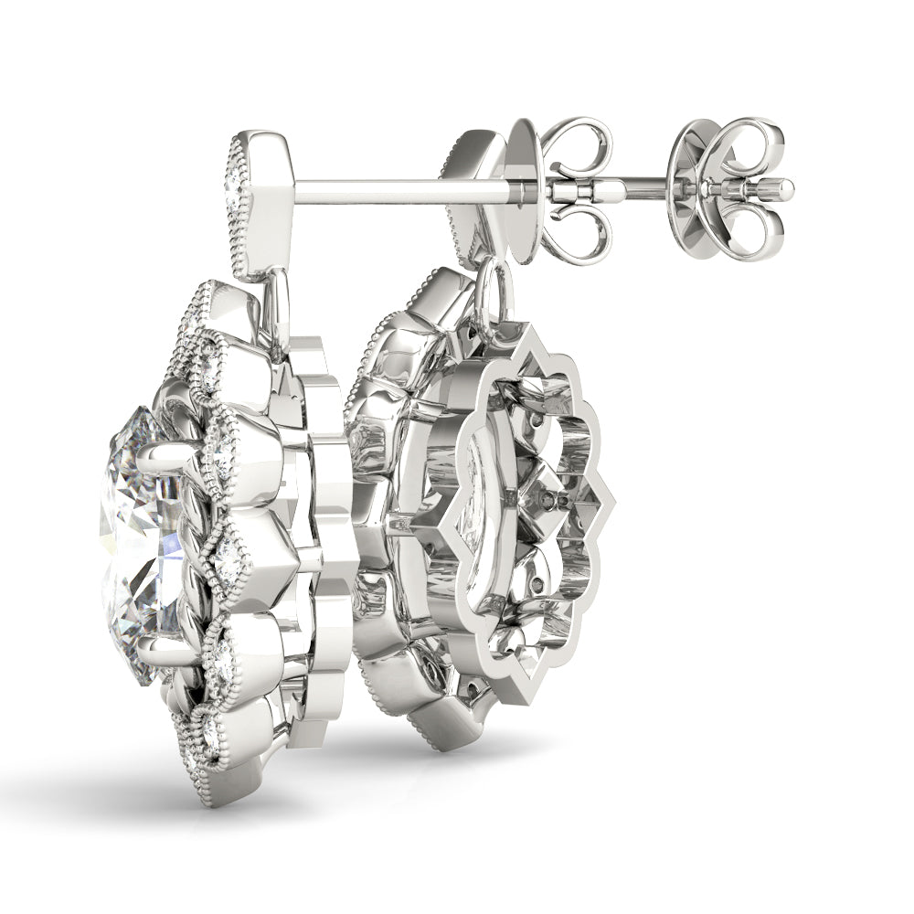 Oval-Shaped Halo Fashion Earrings