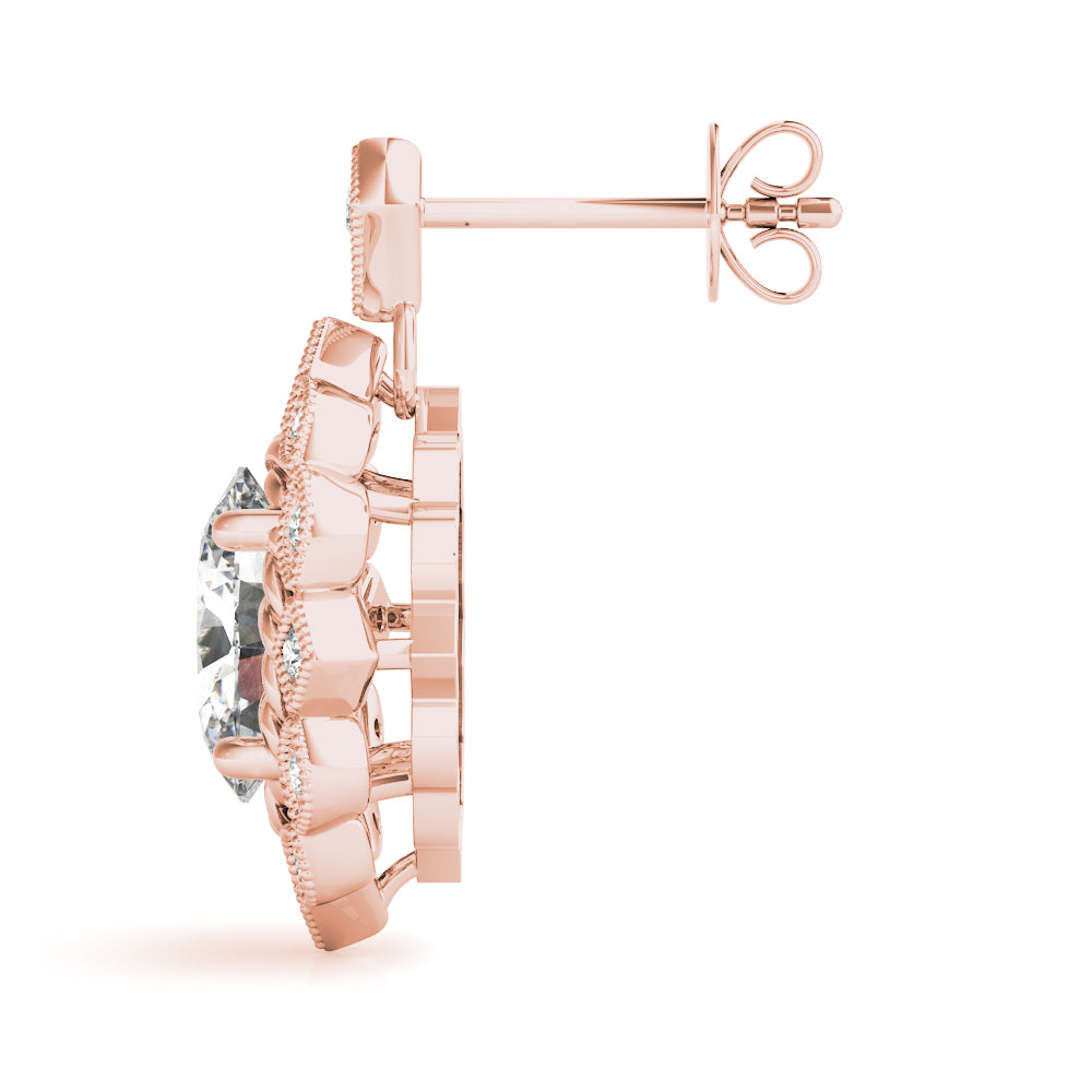 Oval-Shaped Halo Fashion Earrings