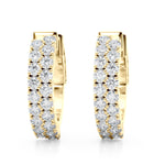 Load image into Gallery viewer, Double Row Hoop Vault Lock Earrings
