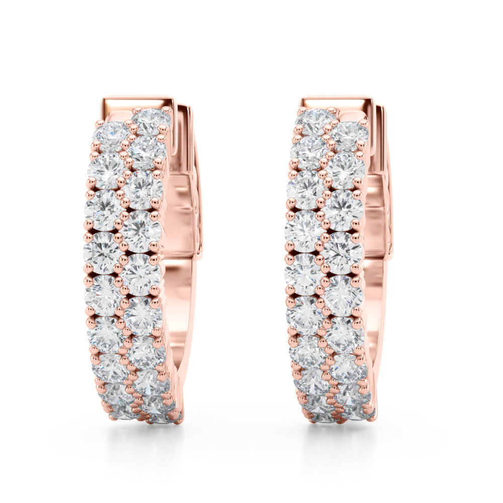Double Row Hoop Vault Lock Earrings