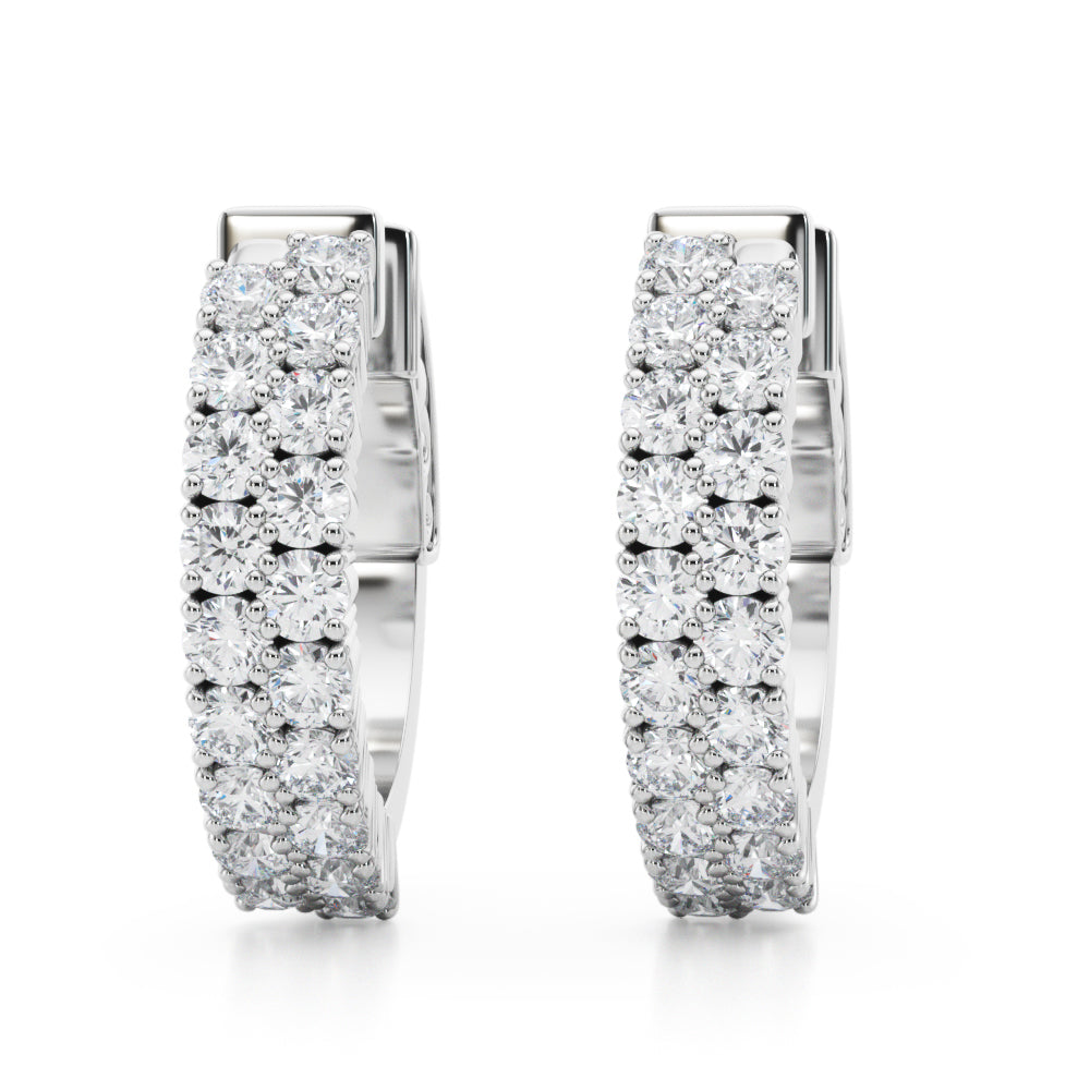 Double Row Hoop Vault Lock Earrings