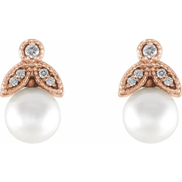 Freshwater White Pearl Leaf Earrings
