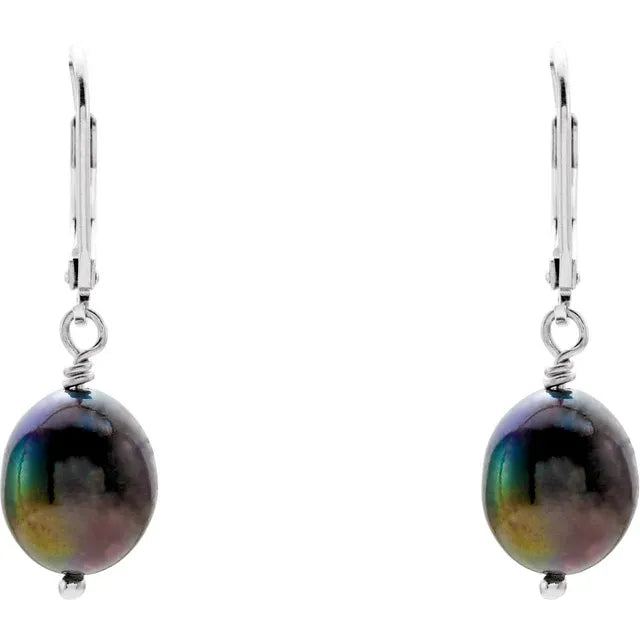 Black Cultured Freshwater Pearl Earrings