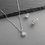 Load image into Gallery viewer, Blue Opal Halo Bridal Necklace And Earrings Set

