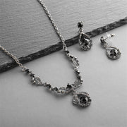 Black Crystal Necklace And Earring Set For Weddings