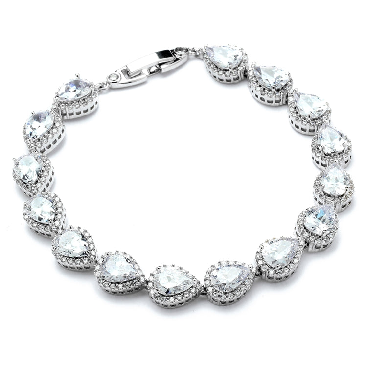 Cubic Zirconia and Pear Shaped Bridal Bracelet
