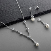 Silver Cubic Zirconia Necklace And Earring Set