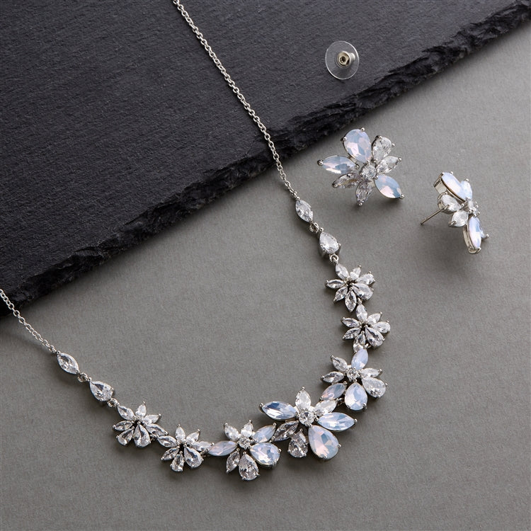 Opal & Cubic Zirconium Wedding Jewelry Set