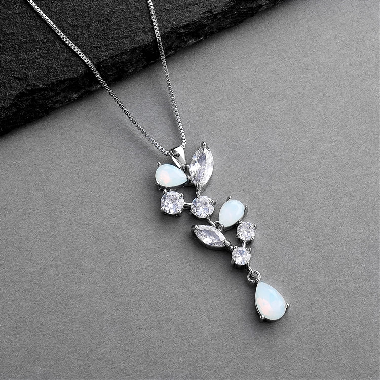 Cubic Zirconia & Opal Wedding Necklace
