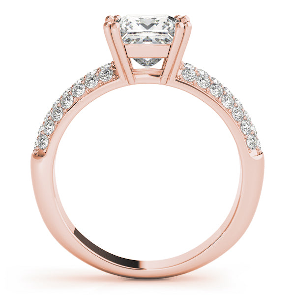 Pave-Setting Princess Cut Diamond Engagement Ring