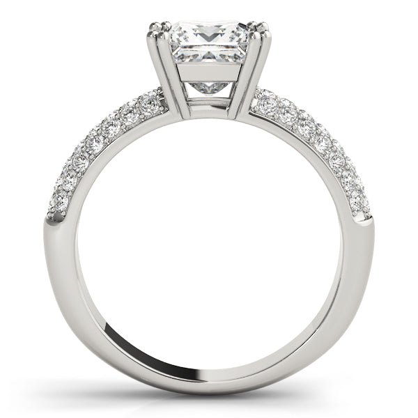 Pave-Setting Princess Cut Diamond Engagement Ring
