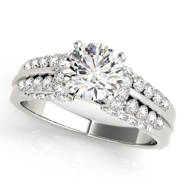 Round Diamond Pave Set Engagement Ring