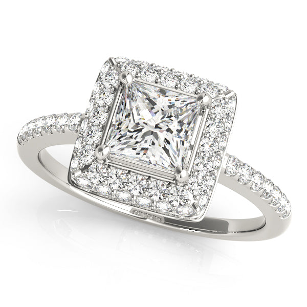 Square Cushion Cut Halo Engagement Ring