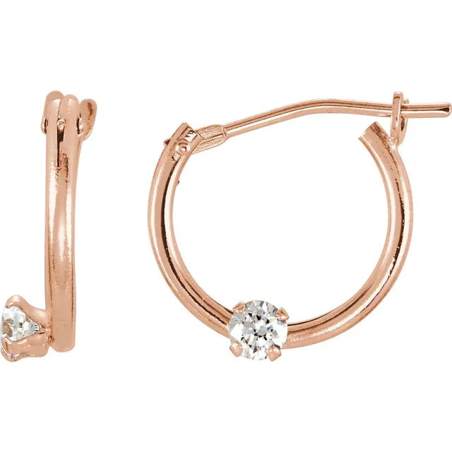 Cubic Zirconia Youth Hoop Earrings
