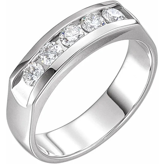 Channel Set Five Stone Diamond Band