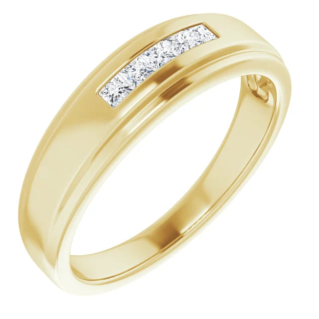 5 Stone Square Diamond Band For Men