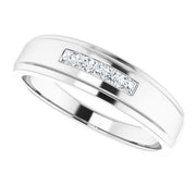 5 Stone Square Diamond Band For Men