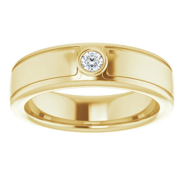 Solitaire Bezel Set Diamond Ring For Men