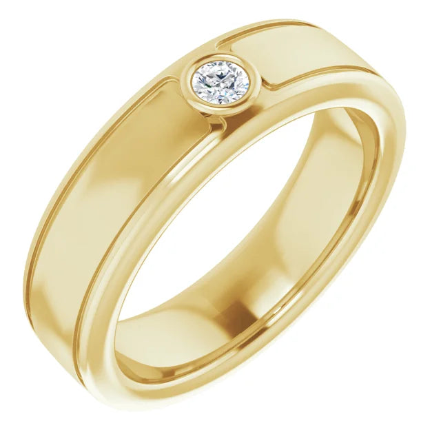 Solitaire Bezel Set Diamond Ring For Men
