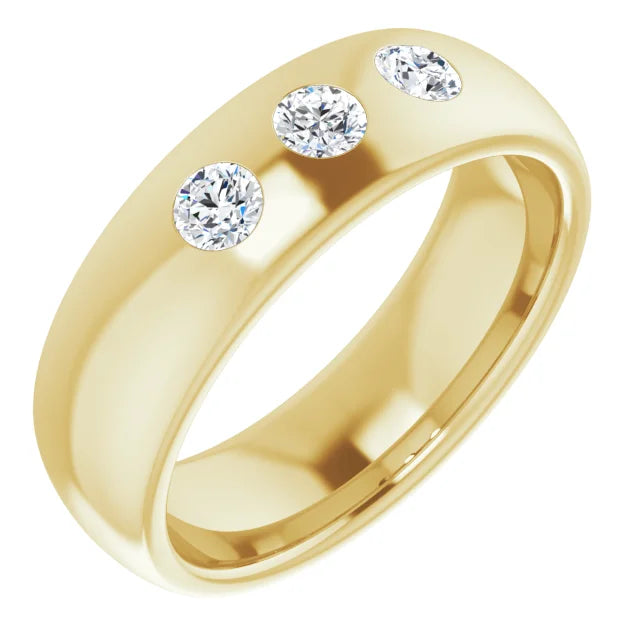 Three Stone Diamond Wedding Band For Men