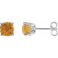 Cushion Cut Citrine Stud Earrings