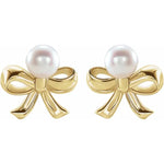 Load image into Gallery viewer, Sterling Silver Cultured Pearl Bow Earrings
