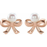 Load image into Gallery viewer, Sterling Silver Cultured Pearl Bow Earrings
