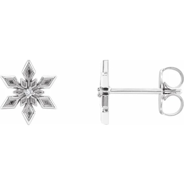 Gold Snowflake Stud Earrings for Women