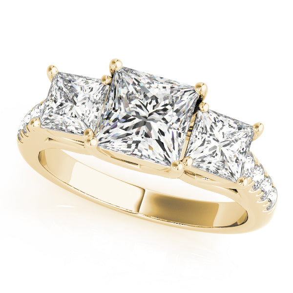 Three-Stone Princess Cut Engagement Ring