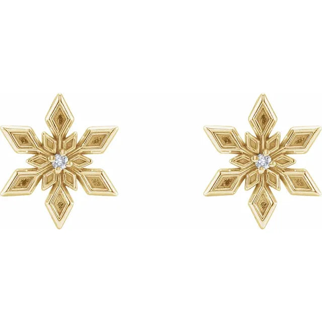 Gold Snowflake Stud Earrings for Women