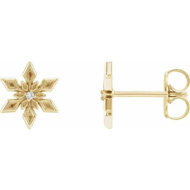 Gold Snowflake Stud Earrings for Women