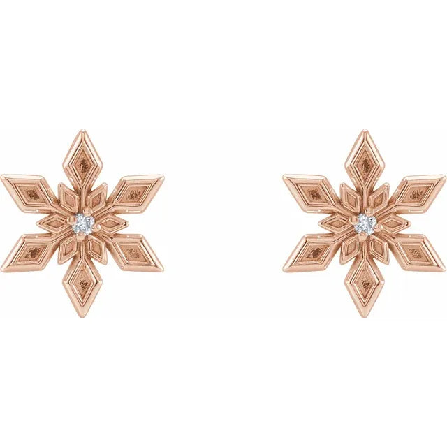 Gold Snowflake Stud Earrings for Women