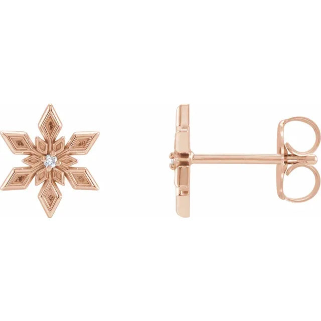 Gold Snowflake Stud Earrings for Women