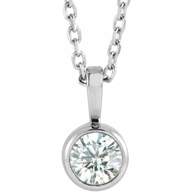 Bezel Set Diamond Solitaire Necklace