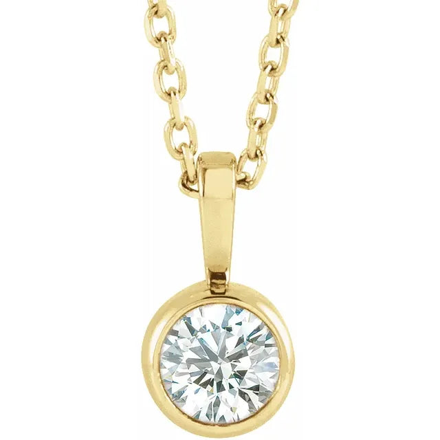 Bezel Set Diamond Solitaire Necklace