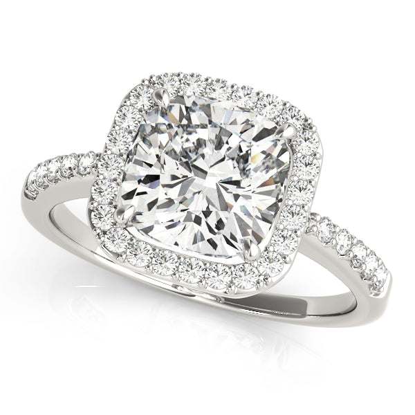 Square Cushion Halo Diamond Engagement Ring