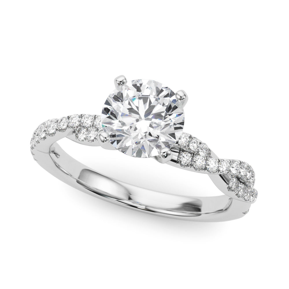 Round Diamond Twisted Shank Engagement Ring