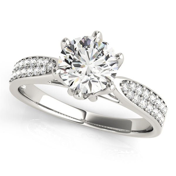 Pave Round Diamond Engagement Ring