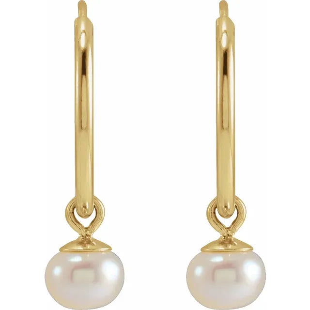 White Freshwater Endless Hoop Earrings