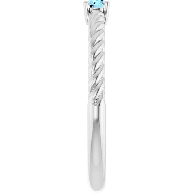 Rope Diamond Natural Aquamarine Ring