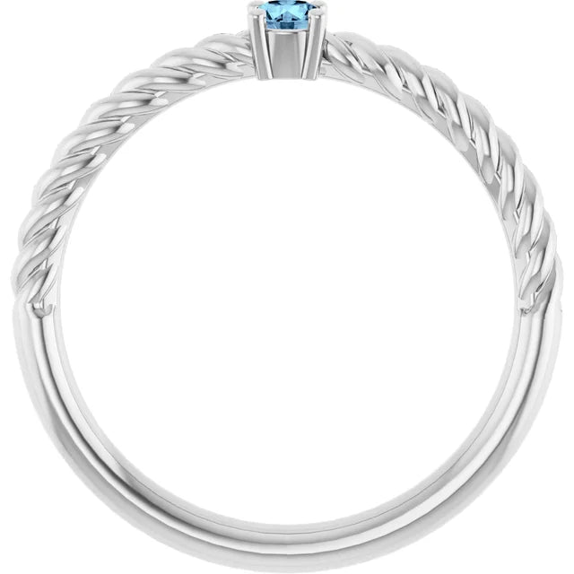 Rope Diamond Natural Aquamarine Ring